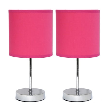 Lighting Business Chrome Mini Basic Table Lamp with Fabric Shade, Hot Pink, 2PK LI2519797